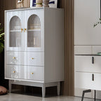 Armoire de rangement moderne et élégante en bois blanc avec portes vitrées