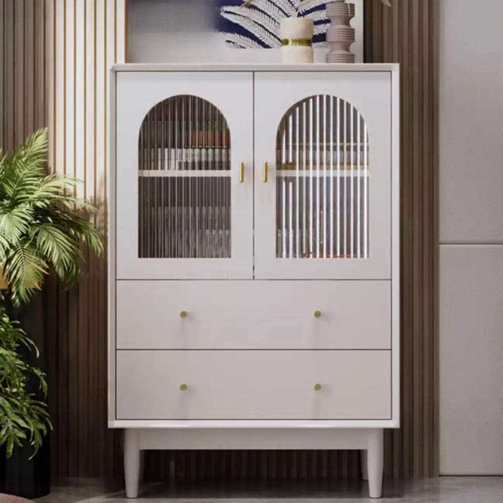 Armoire de rangement moderne et élégante en bois blanc avec portes vitrées