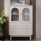 Armoire de rangement moderne et élégante en bois blanc avec portes vitrées