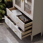 Armoire de rangement moderne et élégante en bois blanc avec portes vitrées