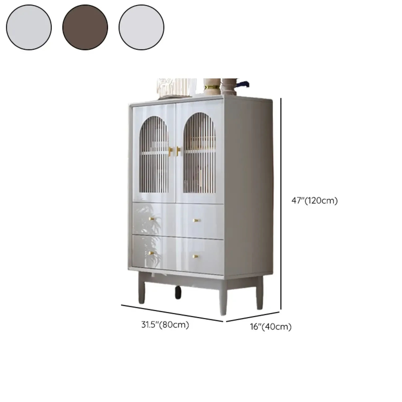 Armoire de rangement moderne et élégante en bois blanc avec portes vitrées