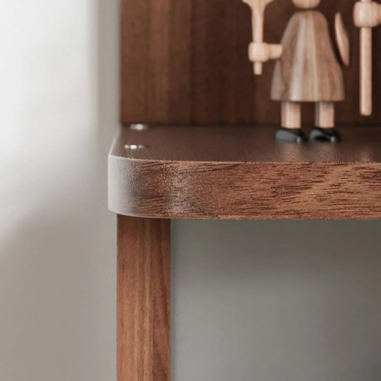 Libreria ad angolo aperta a 6 ripiani a forma di L in legno marrone noce