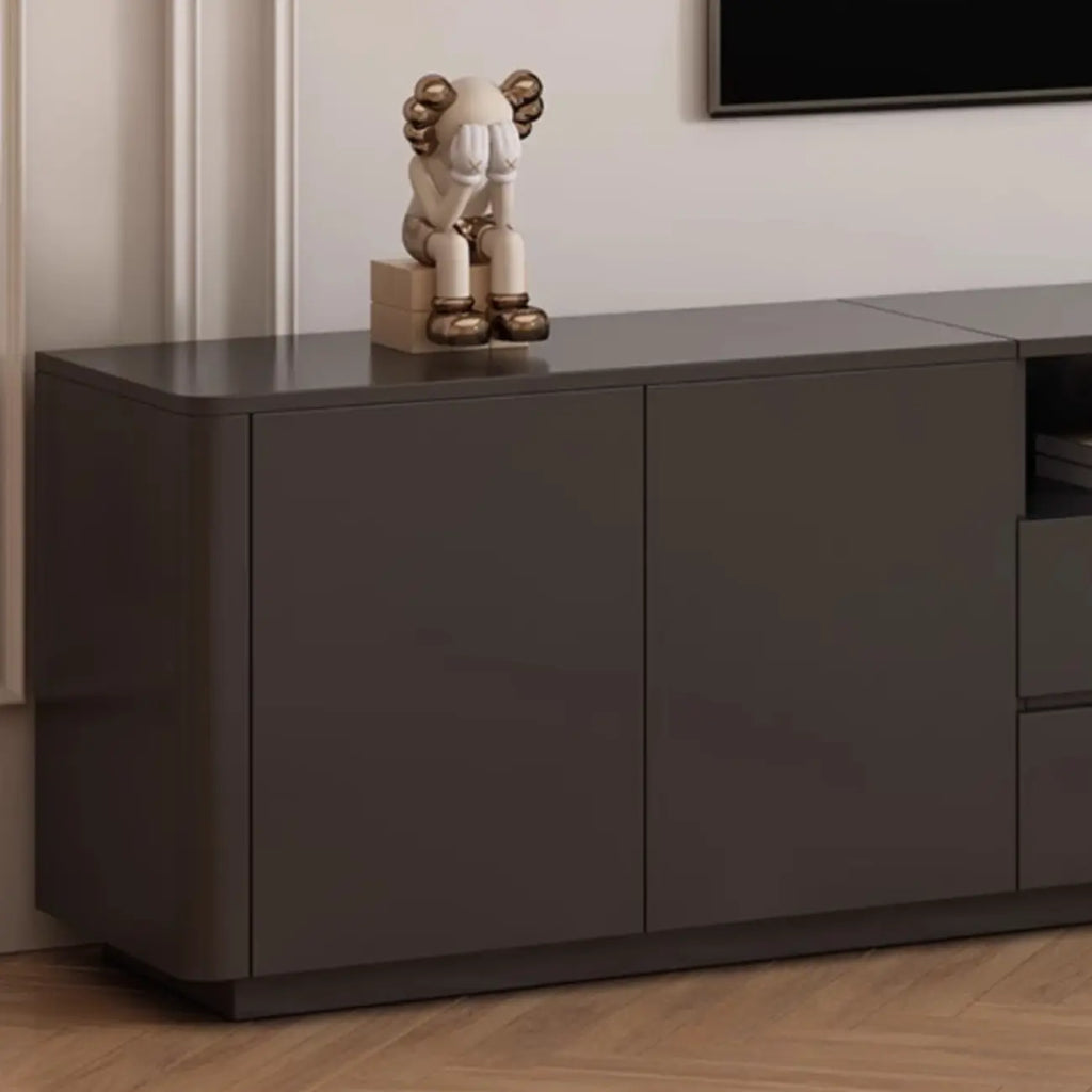 Meuble TV moderne en bois noir avec gestion des câbles