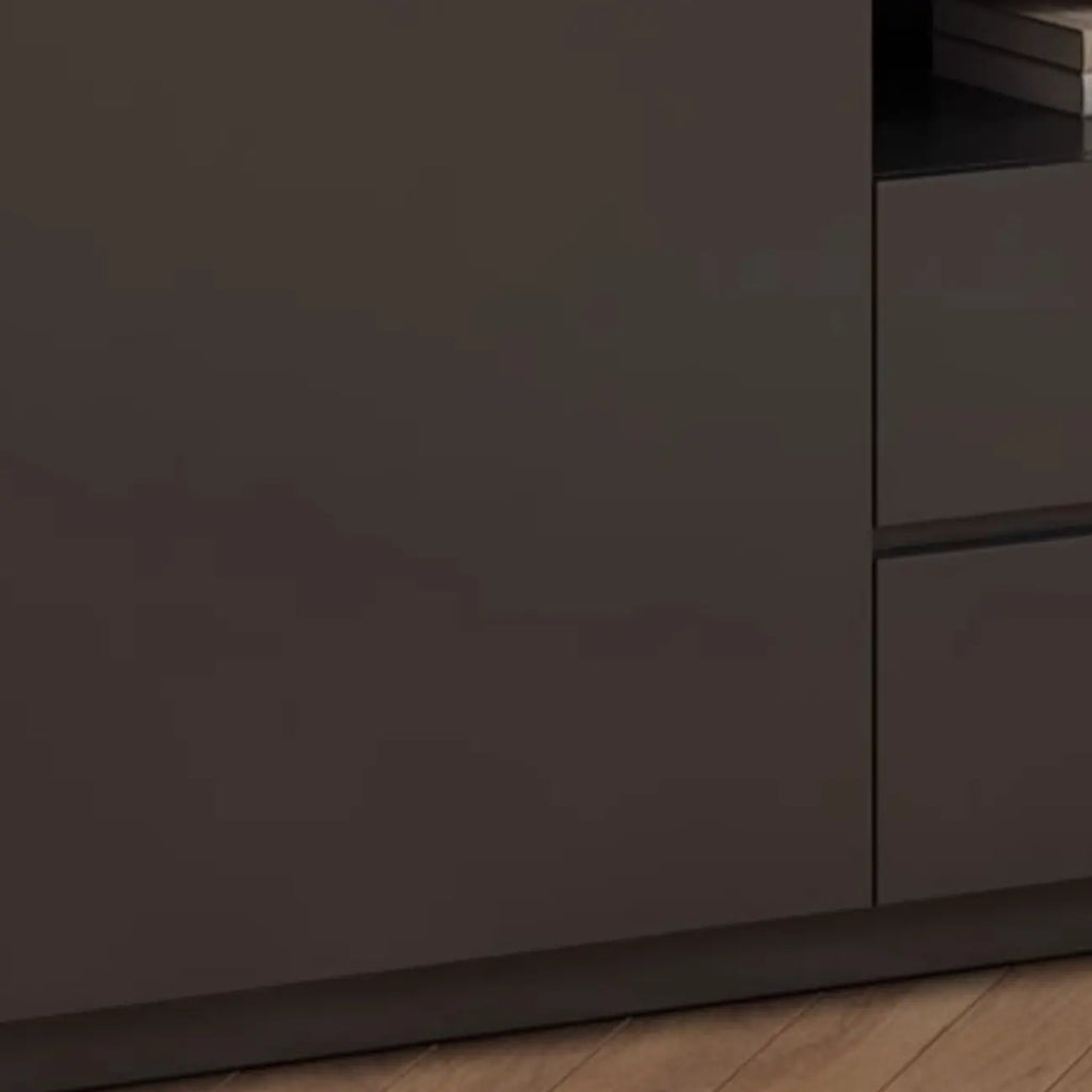 Meuble TV moderne en bois noir avec gestion des câbles