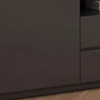 Meuble TV moderne en bois noir avec gestion des câbles