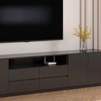 Meuble TV moderne en bois noir avec gestion des câbles
