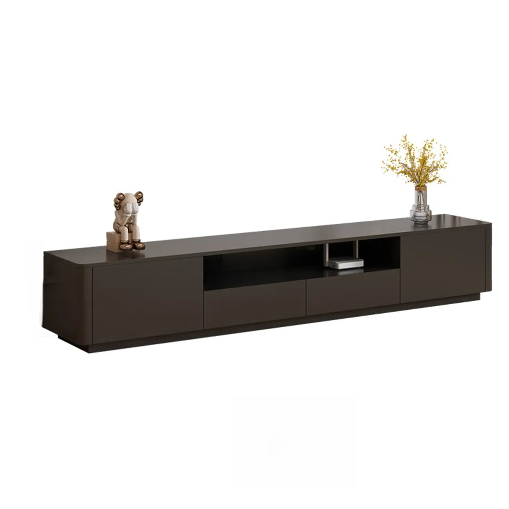 Meuble TV moderne en bois noir avec gestion des câbles