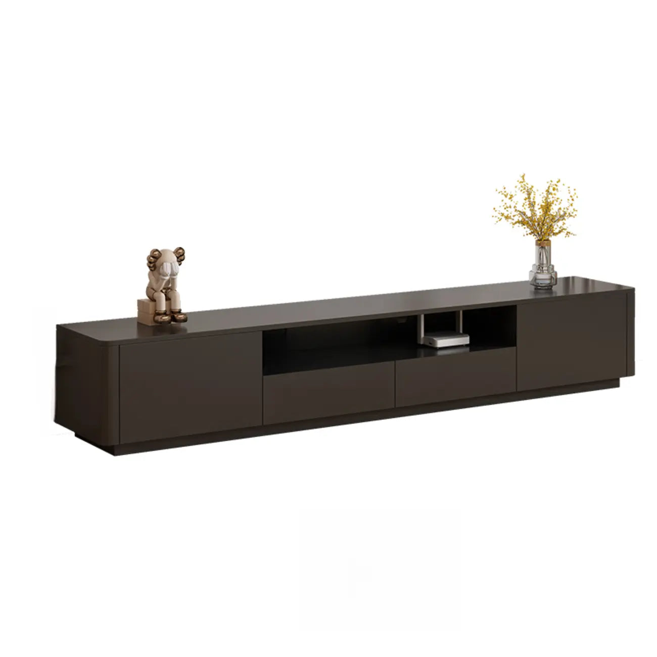 Meuble TV moderne en bois noir avec gestion des câbles