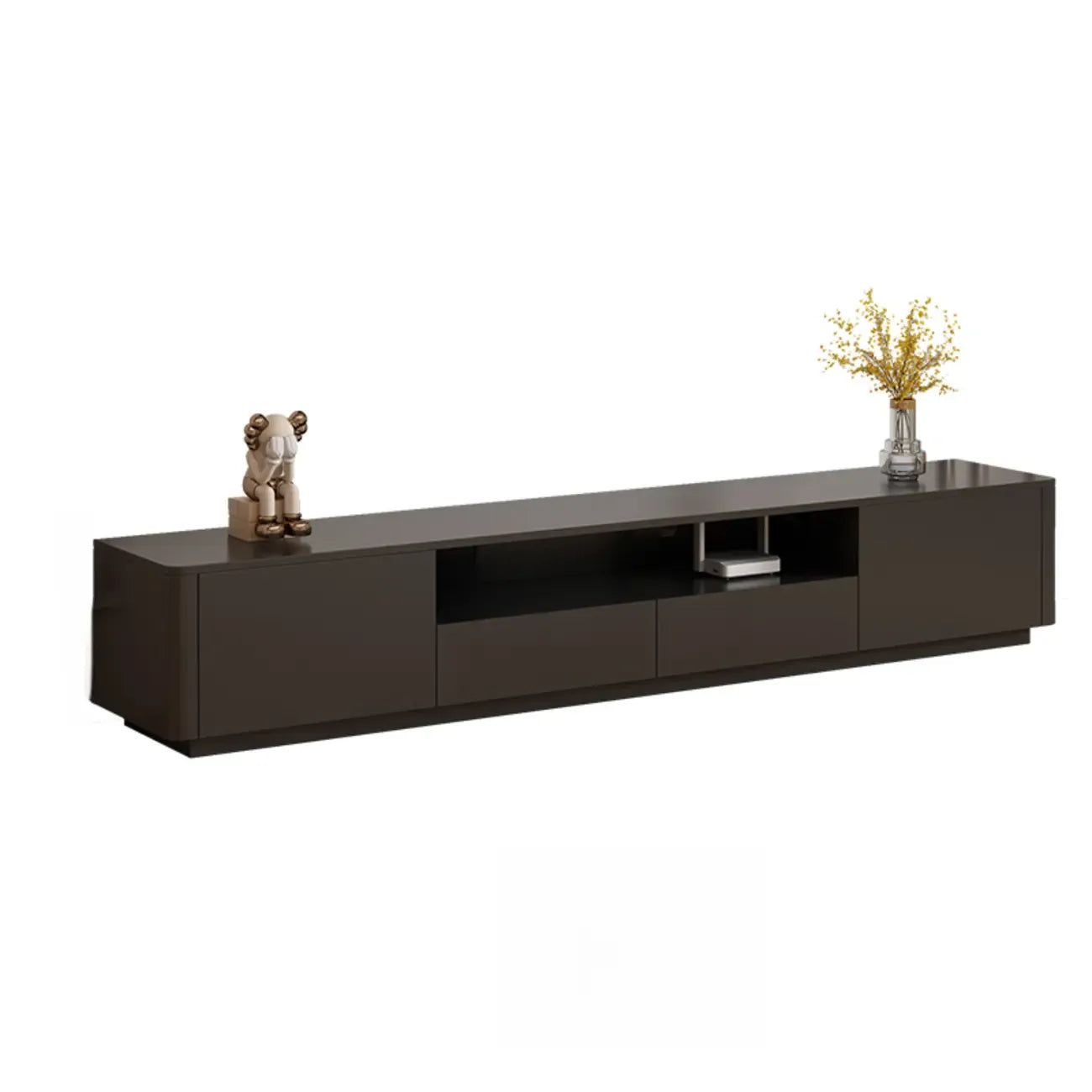 Meuble TV moderne en bois noir avec gestion des câbles