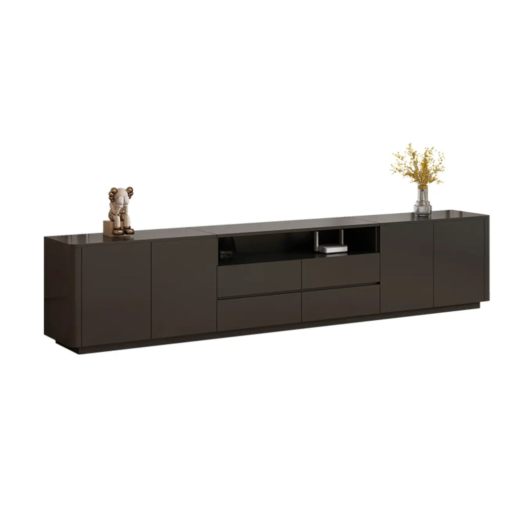 Meuble TV moderne en bois noir avec gestion des câbles