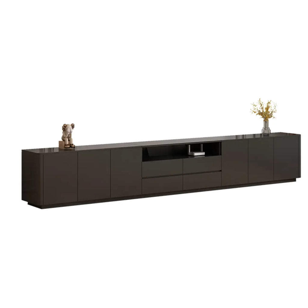 Meuble TV moderne en bois noir avec gestion des câbles