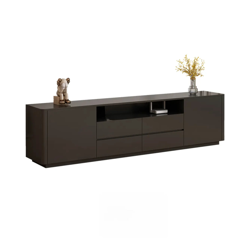 Meuble TV moderne en bois noir avec gestion des câbles