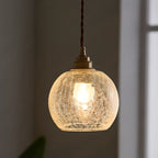 Suspension moderne réglable en verre craquelé doré