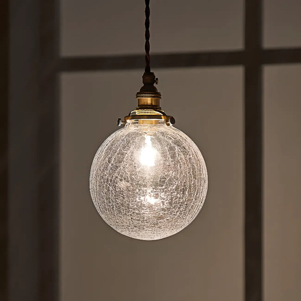 Suspension moderne réglable en verre craquelé doré