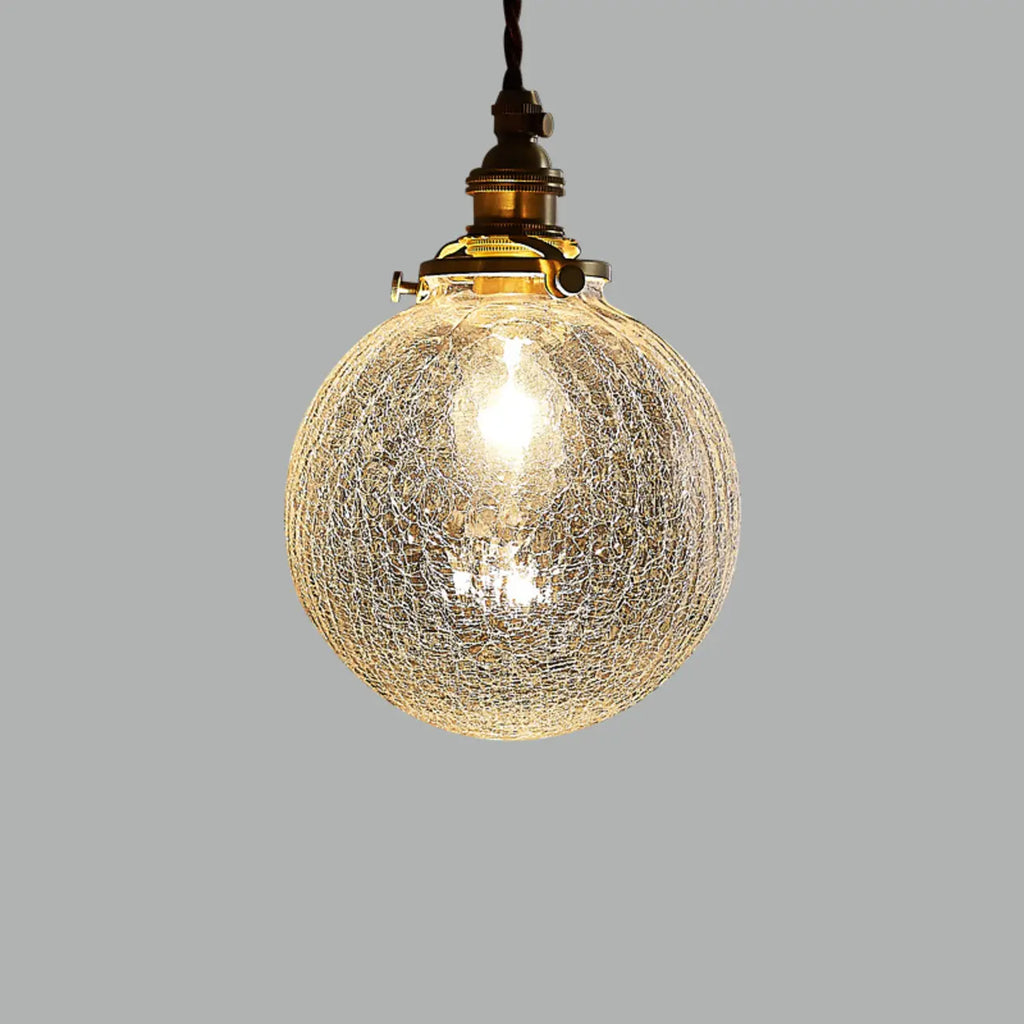 Suspension moderne réglable en verre craquelé doré