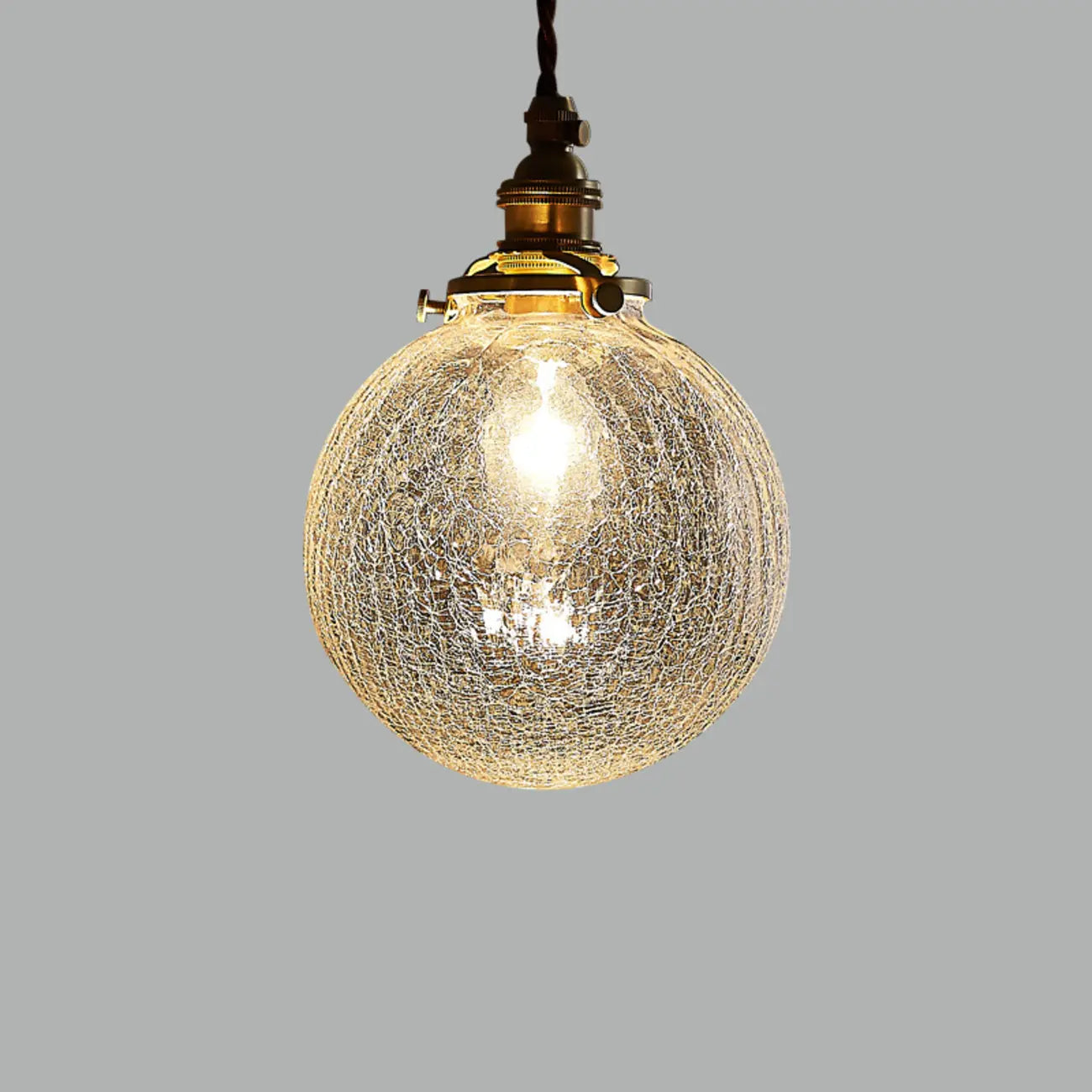 Suspension moderne réglable en verre craquelé doré