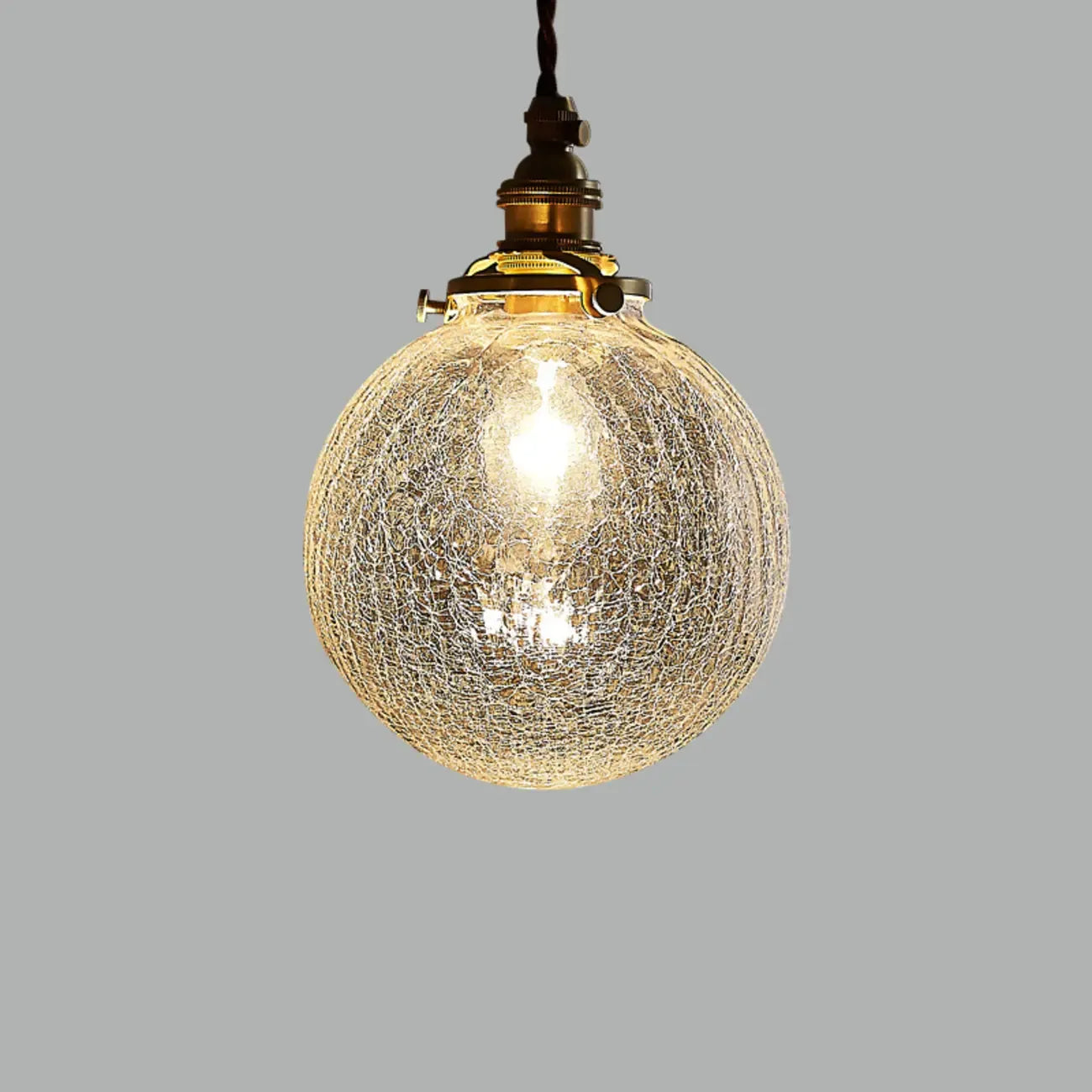 Suspension moderne réglable en verre craquelé doré