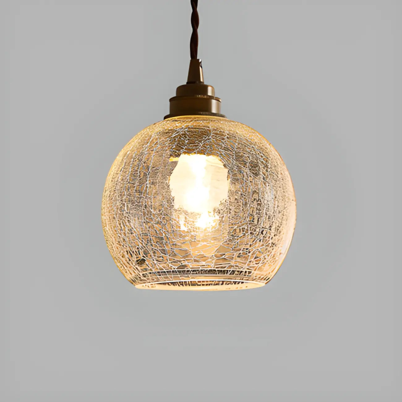 Suspension moderne réglable en verre craquelé doré