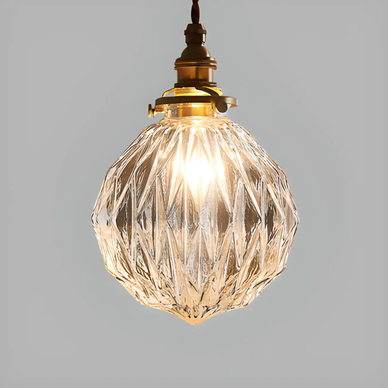 Suspension moderne réglable en verre craquelé doré