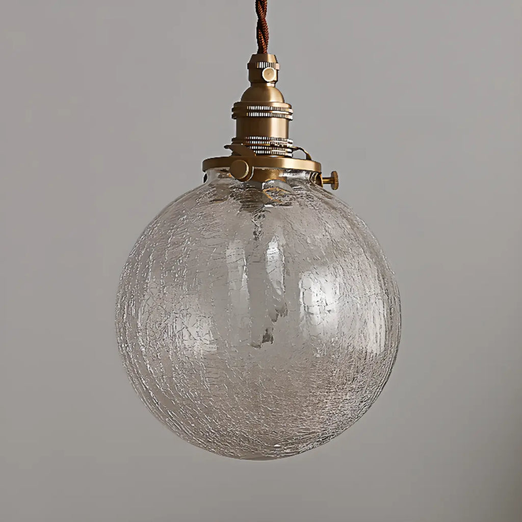 Suspension moderne réglable en verre craquelé doré