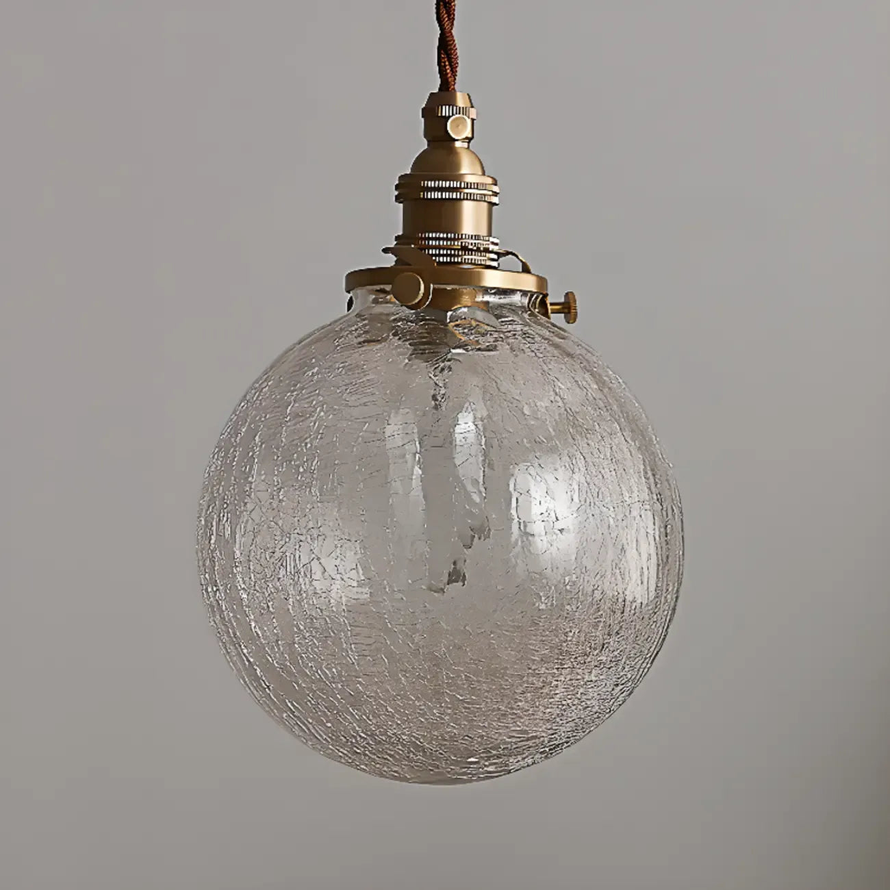Suspension moderne réglable en verre craquelé doré