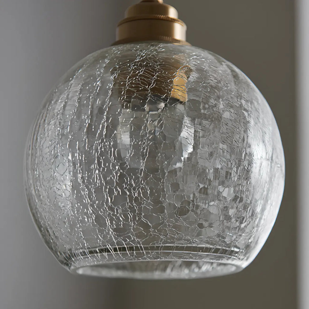 Suspension moderne réglable en verre craquelé doré