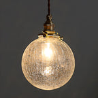 Suspension moderne réglable en verre craquelé doré