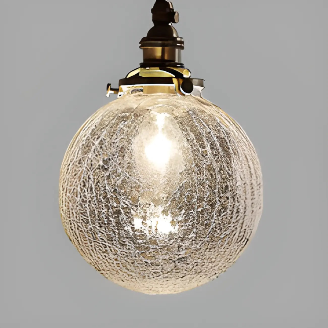 Suspension moderne réglable en verre craquelé doré