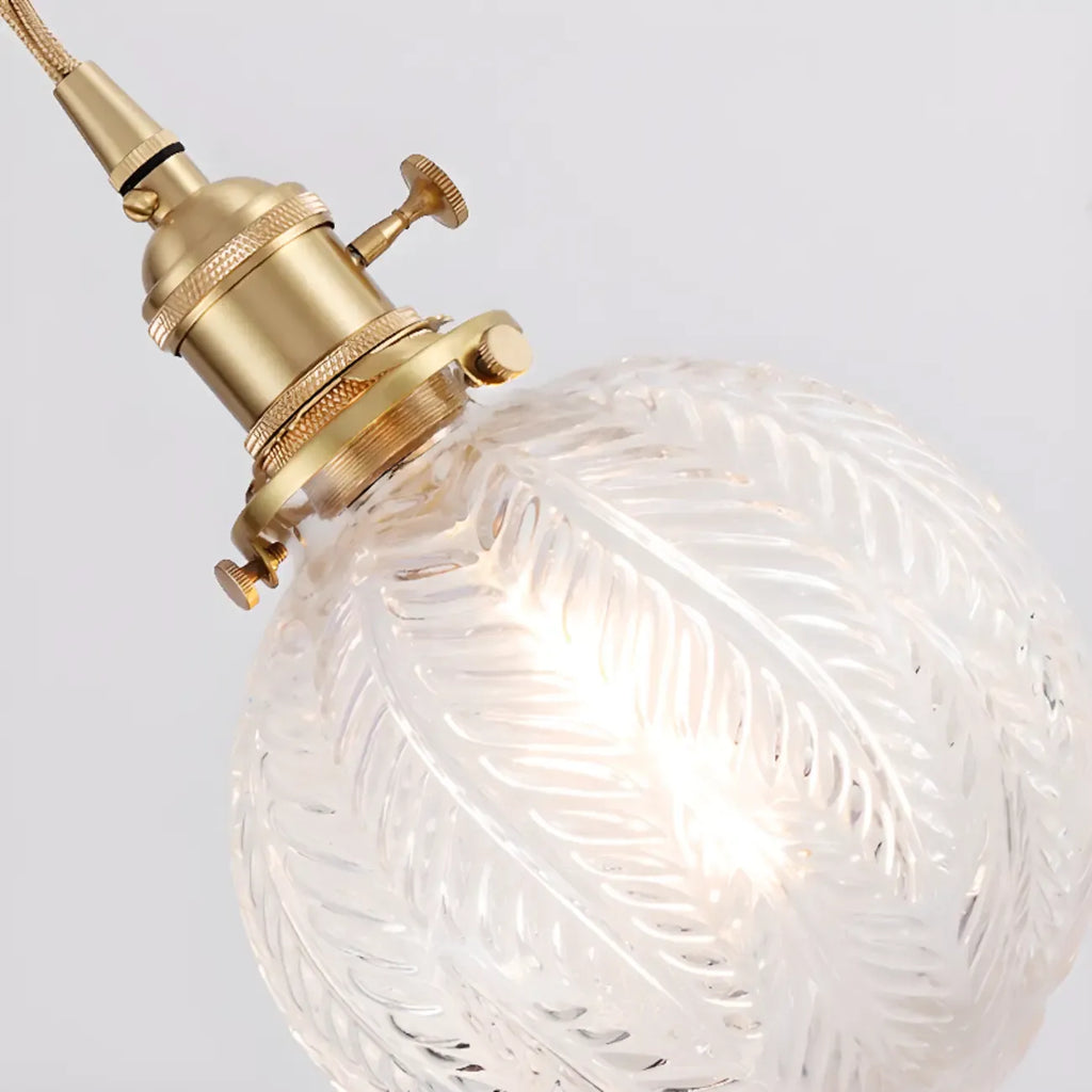 Suspension moderne réglable en verre craquelé doré