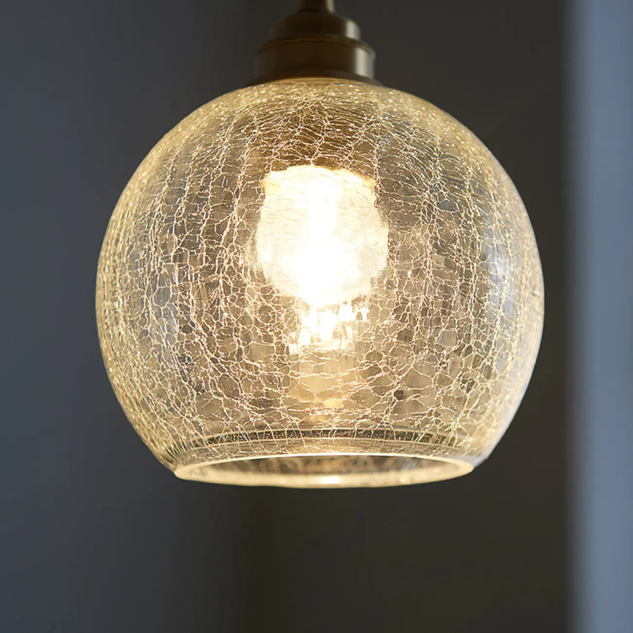 Suspension moderne réglable en verre craquelé doré