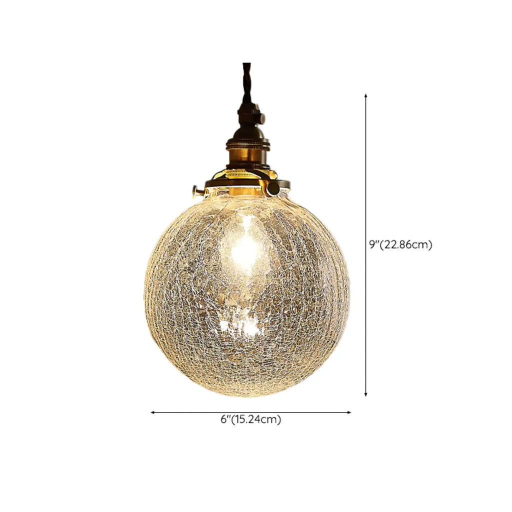 Suspension moderne réglable en verre craquelé doré