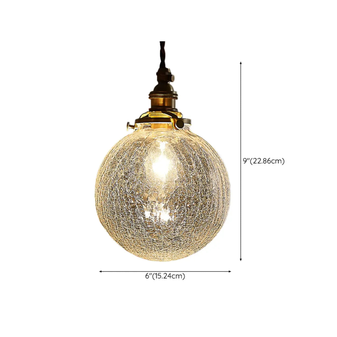 Suspension moderne réglable en verre craquelé doré