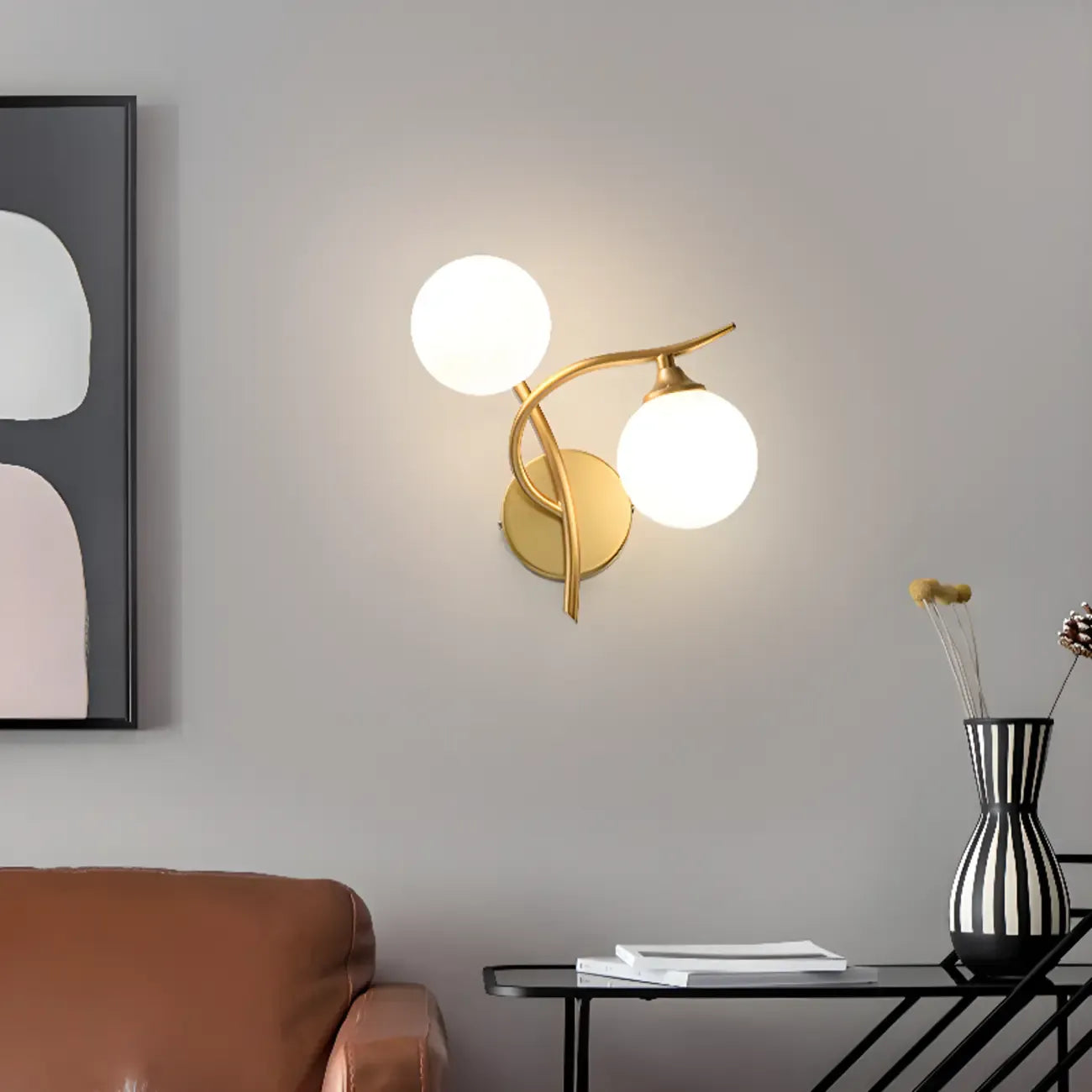 Applique murale moderne à 2 lumières avec double globe pour salon