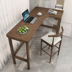 Tables de bar avec repose-pieds en bois brun de forme libre