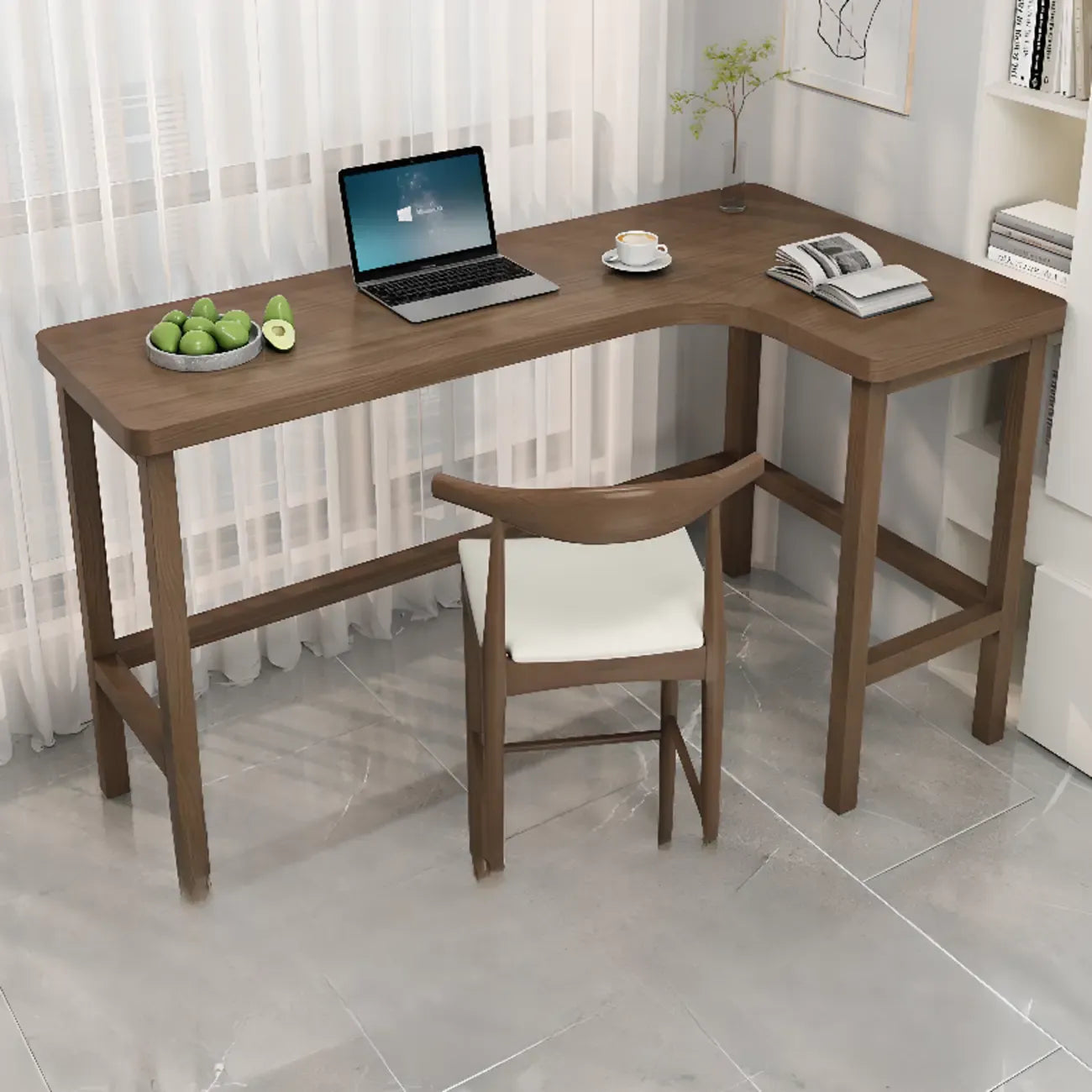 Tables de bar avec repose-pieds en bois brun de forme libre
