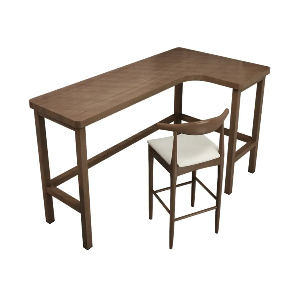 Tables de bar avec repose-pieds en bois brun de forme libre