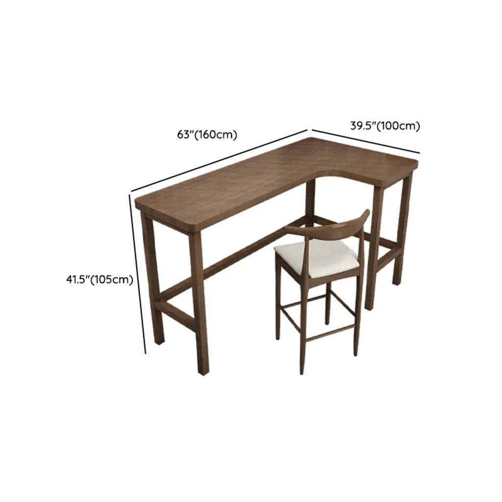 Tables de bar avec repose-pieds en bois brun de forme libre