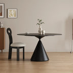 Table de salle à manger ronde moderne en métal noir et pierre