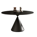 Table de salle à manger ronde moderne en métal noir et pierre