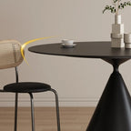 Table de salle à manger ronde moderne en métal noir et pierre