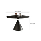 Table de salle à manger ronde moderne en métal noir et pierre