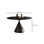 Table de salle à manger ronde moderne en métal noir et pierre