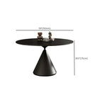 Table de salle à manger ronde moderne en métal noir et pierre