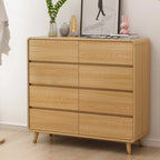 Commode élégante et spacieuse en bois brun et blanc avec 9 tiroirs