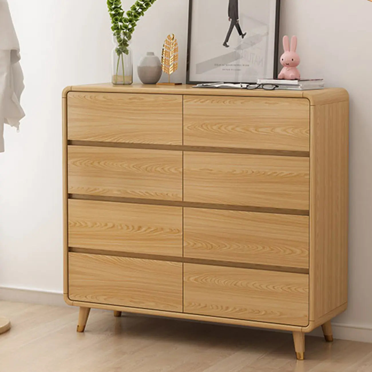 Commode élégante et spacieuse en bois brun et blanc avec 9 tiroirs