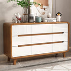 Commode élégante et spacieuse en bois brun et blanc avec 9 tiroirs