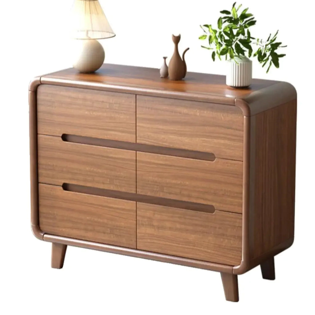 Commode élégante et spacieuse en bois brun et blanc avec 9 tiroirs