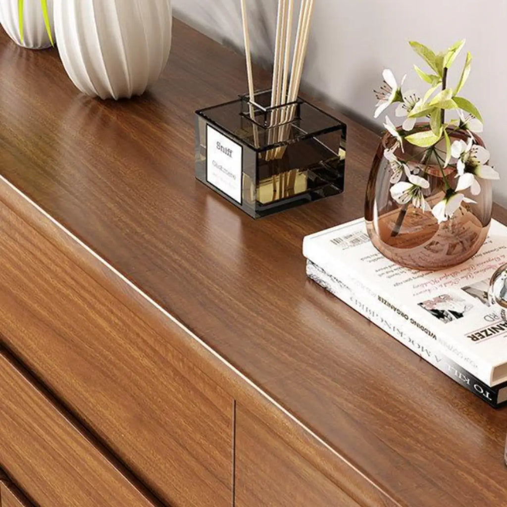 Commode élégante et spacieuse en bois brun et blanc avec 9 tiroirs