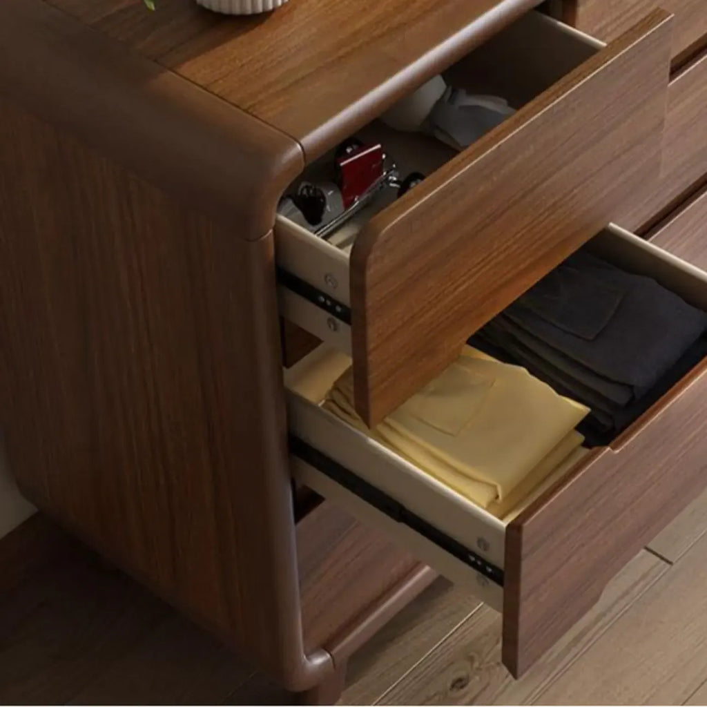 Commode élégante et spacieuse en bois brun et blanc avec 9 tiroirs