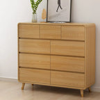 Commode élégante et spacieuse en bois brun et blanc avec 9 tiroirs